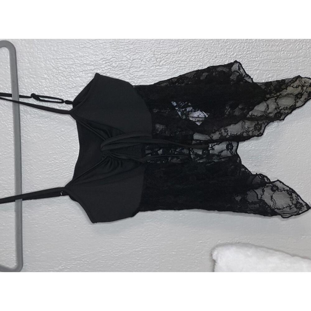 Fairycore Black Lace Women's Chemise with Adjustable Straps